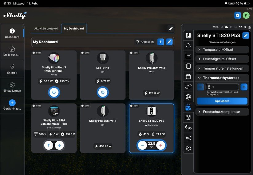 Shelly Linkedgo ST1820: Konfiguration mit Shelly-App