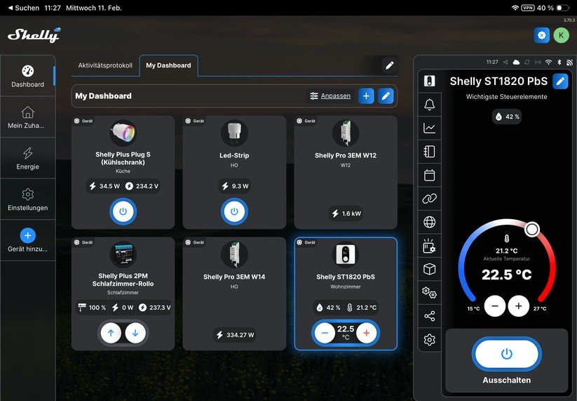 Shelly Linkedgo ST1820: Konfiguration mit Shelly-App