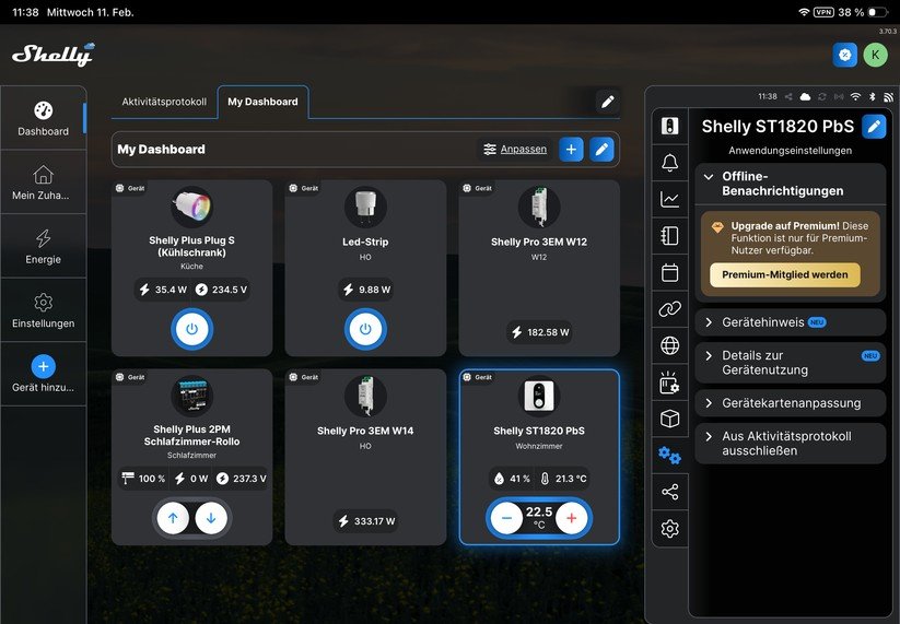 Shelly Linkedgo ST1820: Konfiguration mit Shelly-App