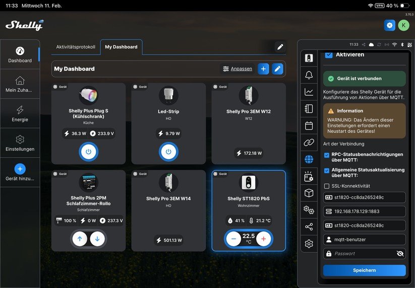 Shelly Linkedgo ST1820: Konfiguration mit Shelly-App