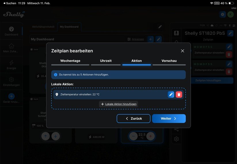 Shelly Linkedgo ST1820: Konfiguration mit Shelly-App