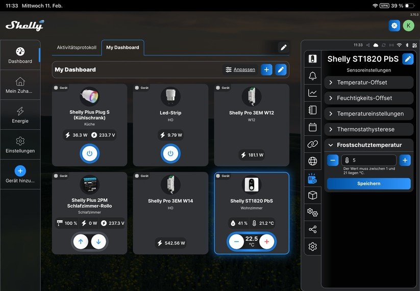 Shelly Linkedgo ST1820: Konfiguration mit Shelly-App