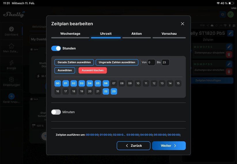 Shelly Linkedgo ST1820: Konfiguration mit Shelly-App
