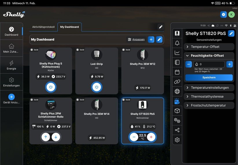 Shelly Linkedgo ST1820: Konfiguration mit Shelly-App