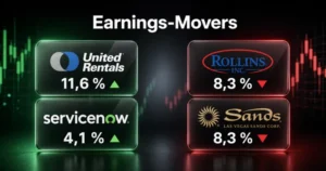 Earnings-Movers: United Rentals springt zweistellig – Rollins und Las Vegas Sands brechen…