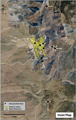 MAP 2 (above): Planned Drill Hole Targets at Taylor (CNW Group/A2 Gold Corp)